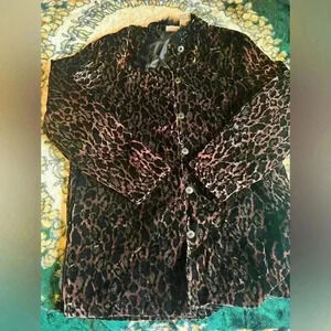 Women’s Vintage  White Stag Leopard Print Jacket with Faux Fur Trim Size M